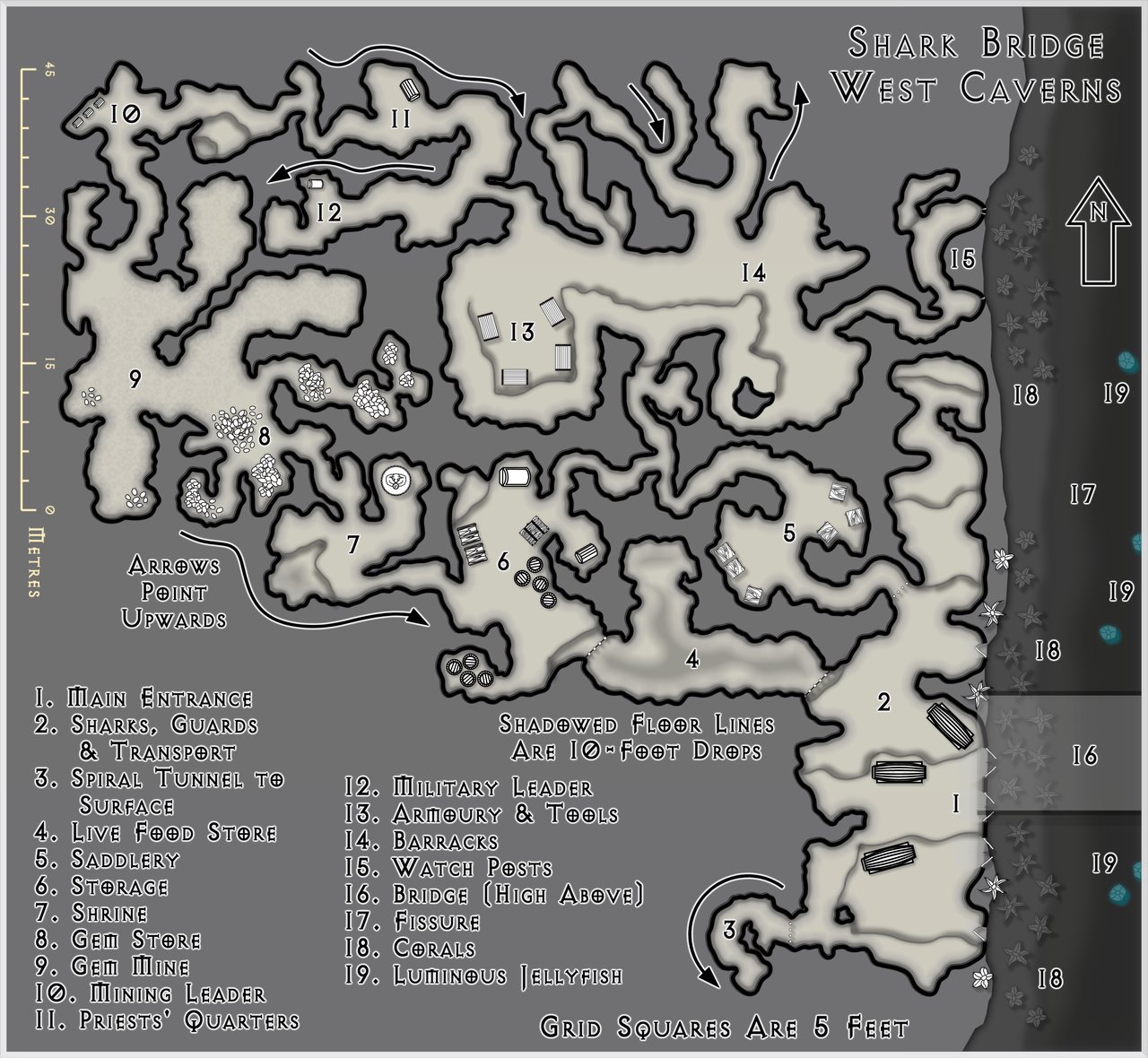 Nibirum Map: shark bridge - west caverns by Wyvern