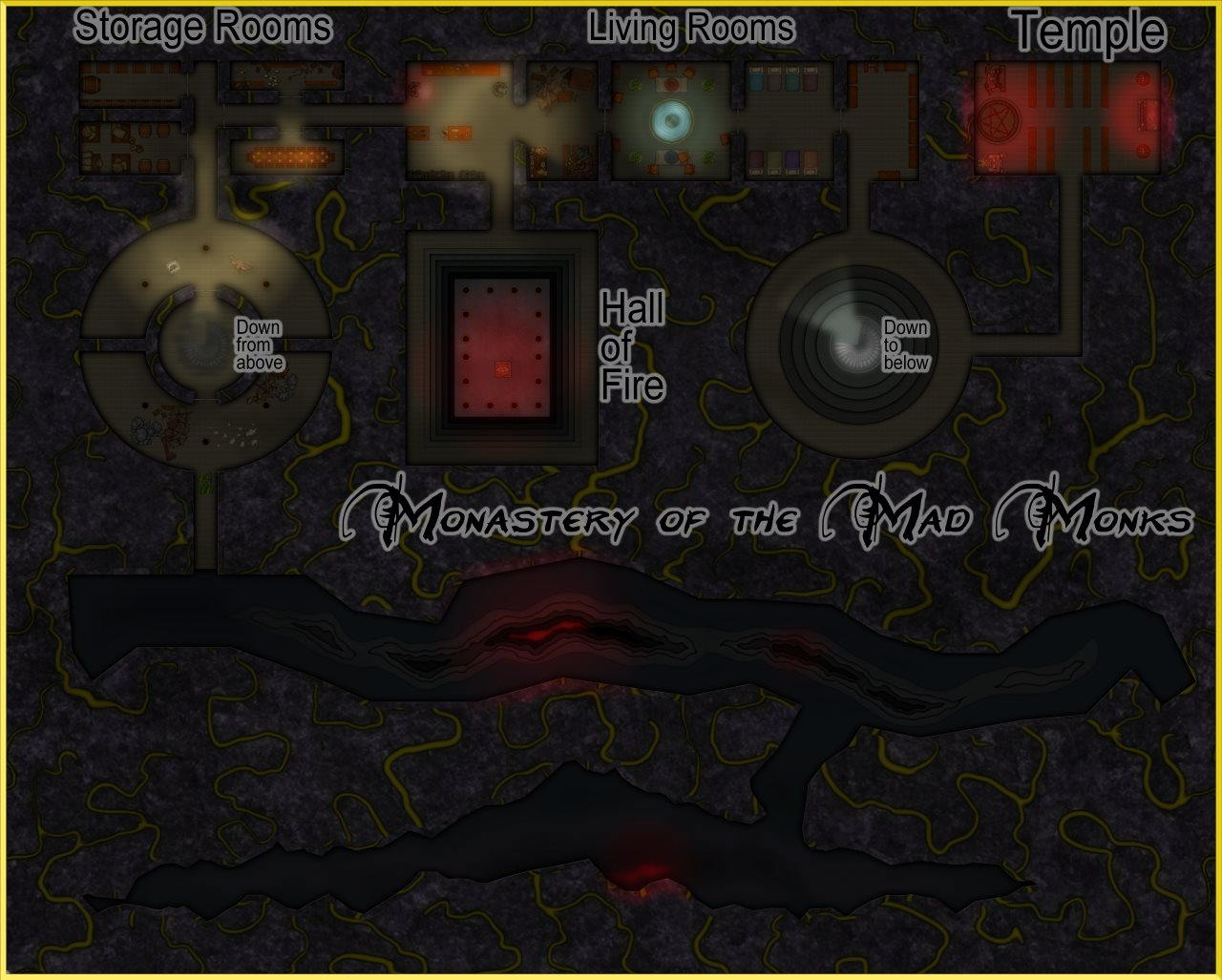 Nibirum Map: temple of the unholy dungeon level 01 - monastery of the mad monks by Linda Böckstiegel