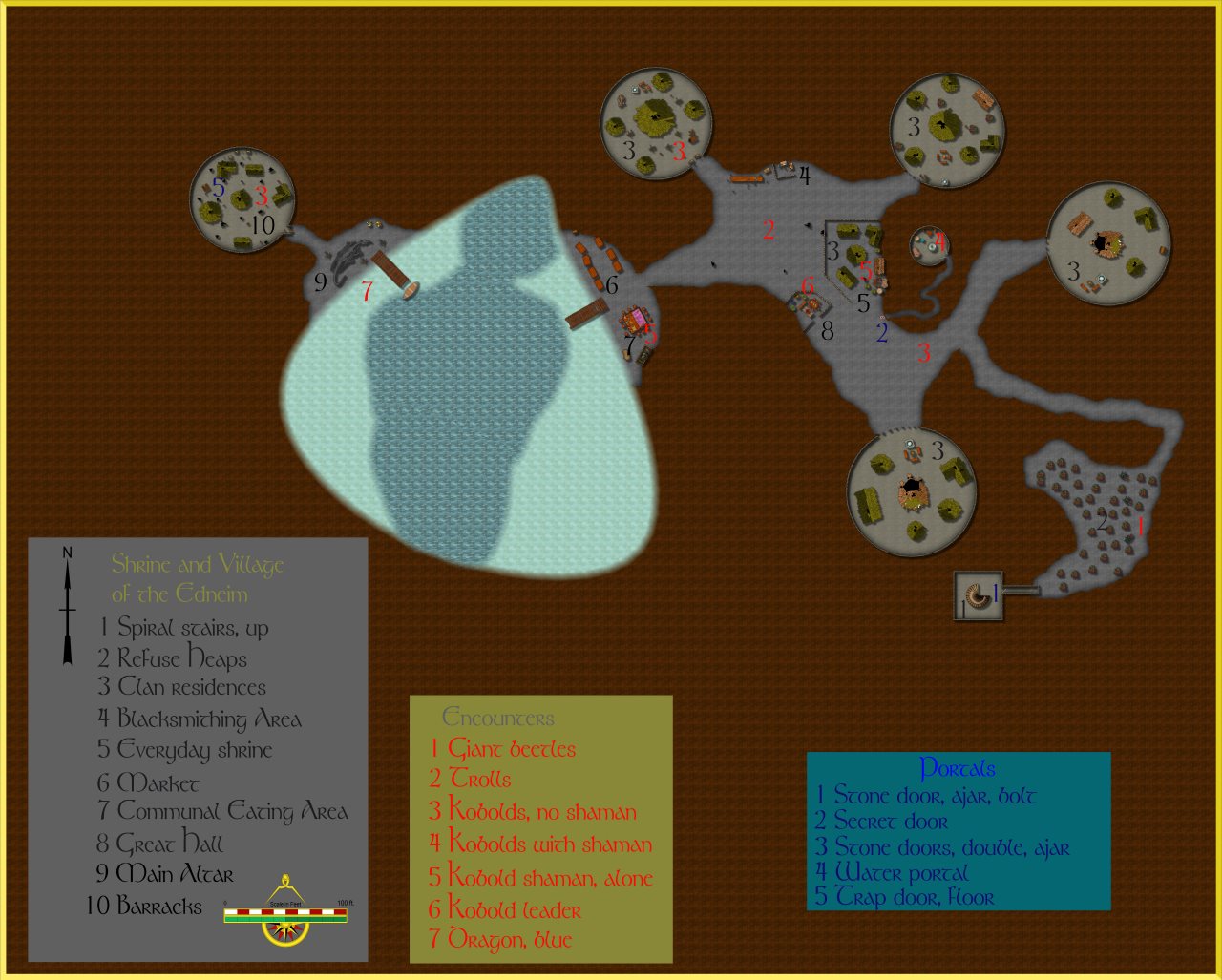 Nibirum Map: temple of the unholy dungeon level 10 - shrine and village of the edneim by Autumn Getty