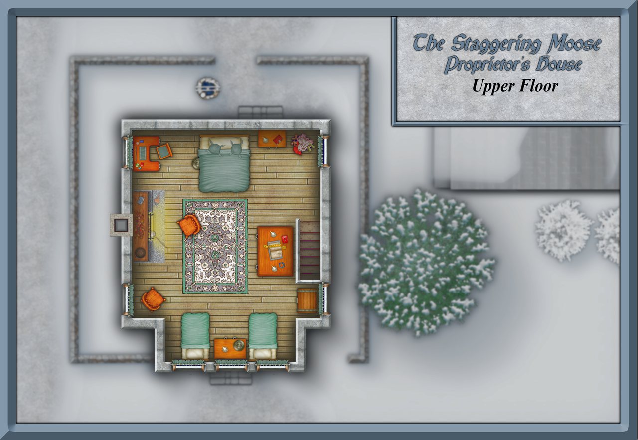 Nibirum Map: the staggering moose - proprietors house - upper floor by Shessar