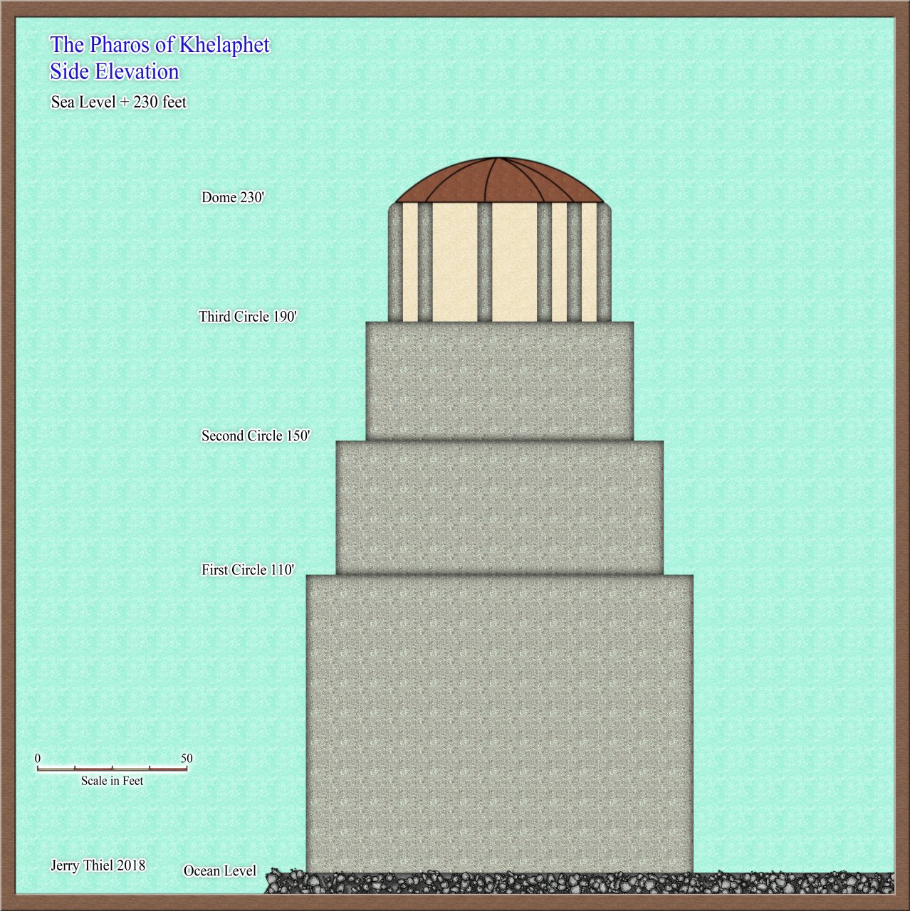 Nibirum Map: Pharos of Khelaphet side view by Jerry Thiel