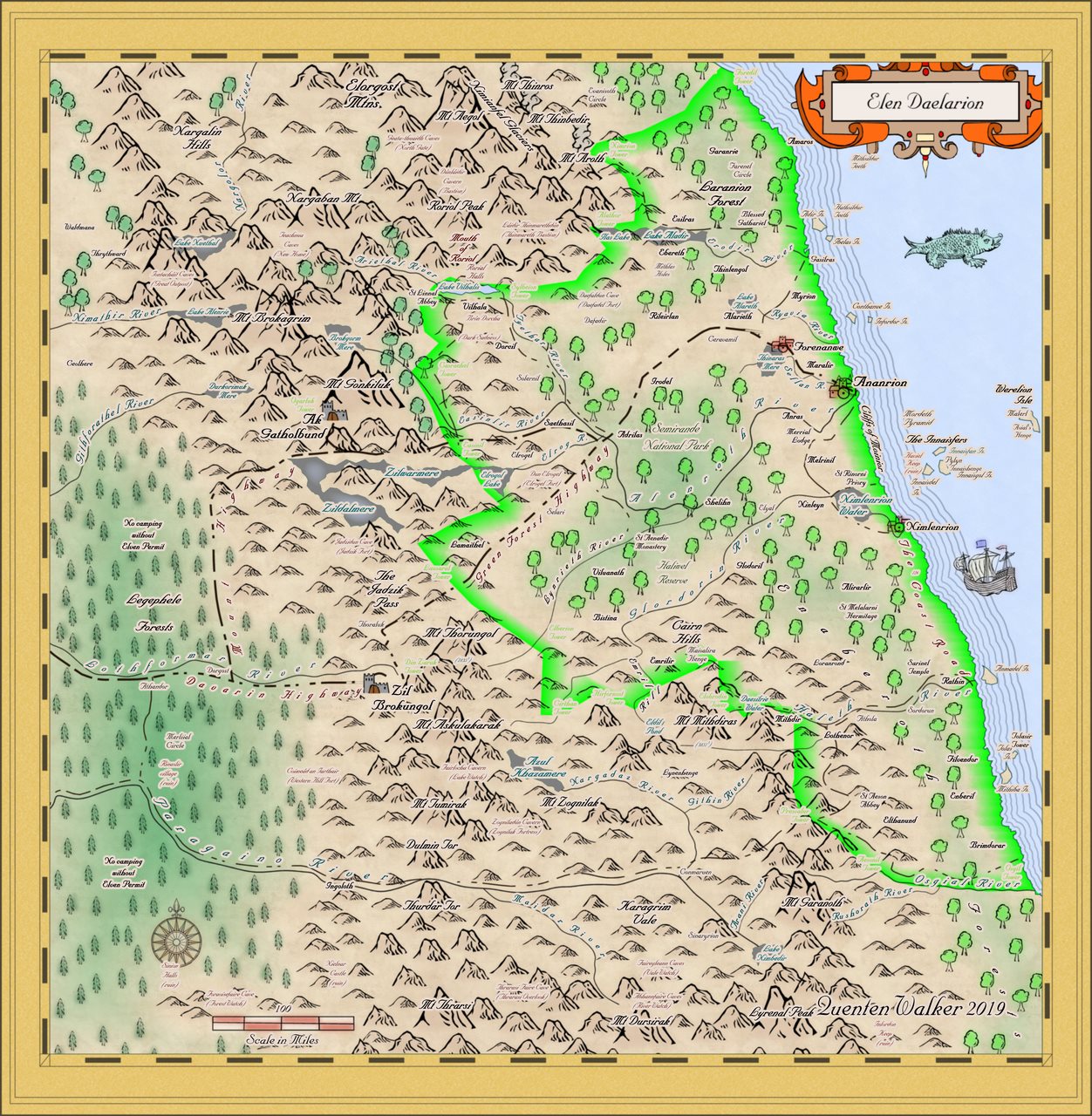 Nibirum Map: elen daelarion - mercator revised by Quenten Walker