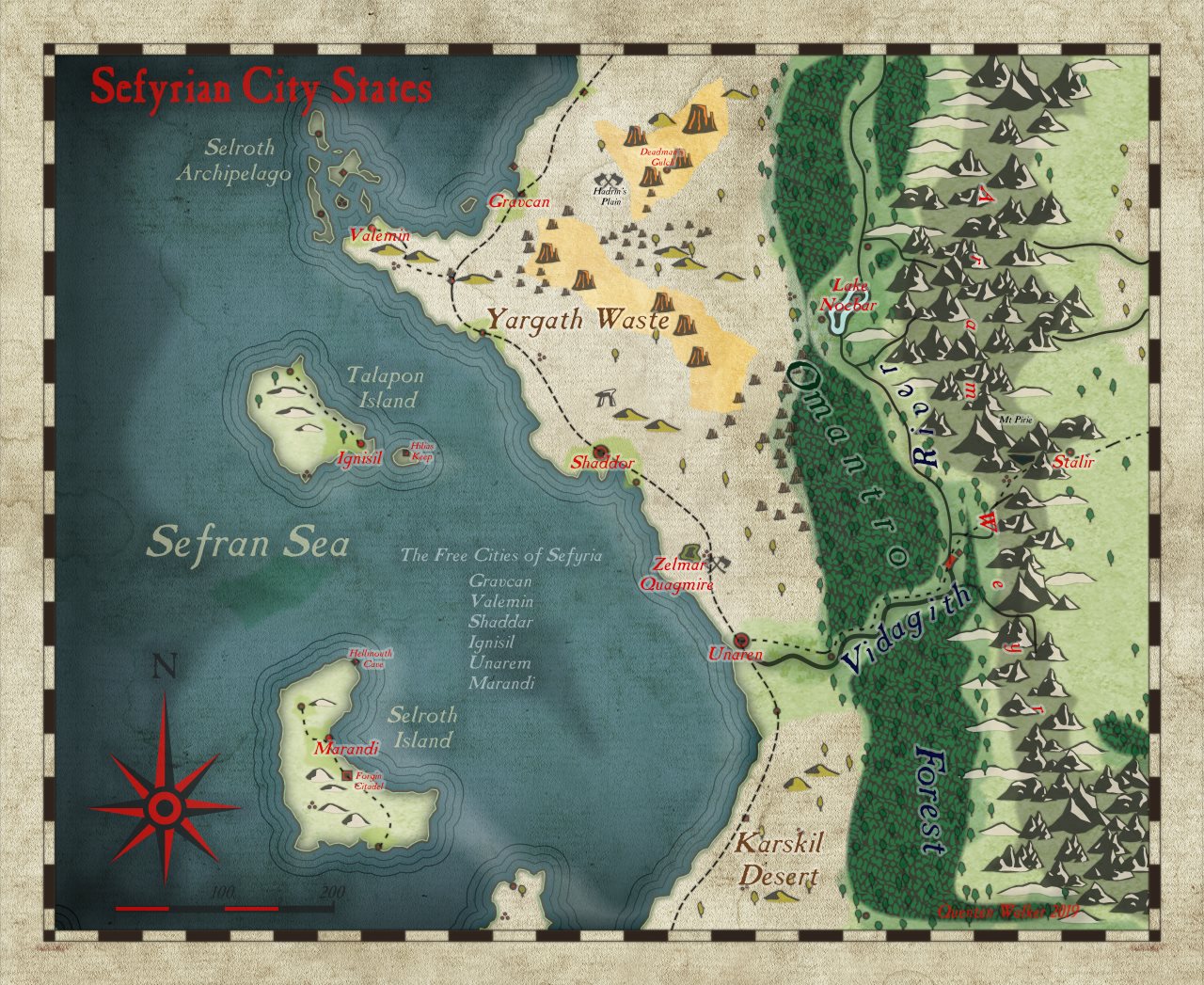 Nibirum Map: sefyrian city states by Quenten Walker