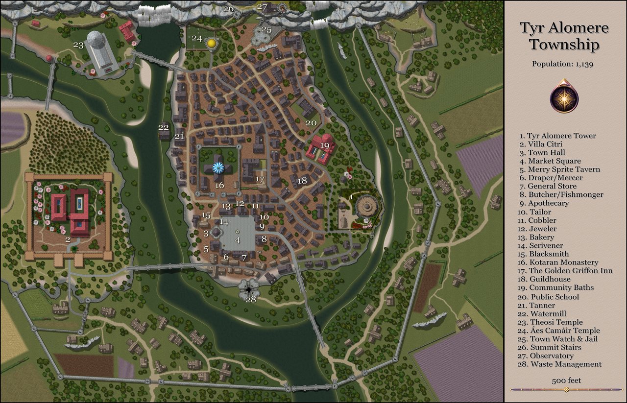 Nibirum Map: tyr alomere township by Kevin Goebel (Royal Scribe)