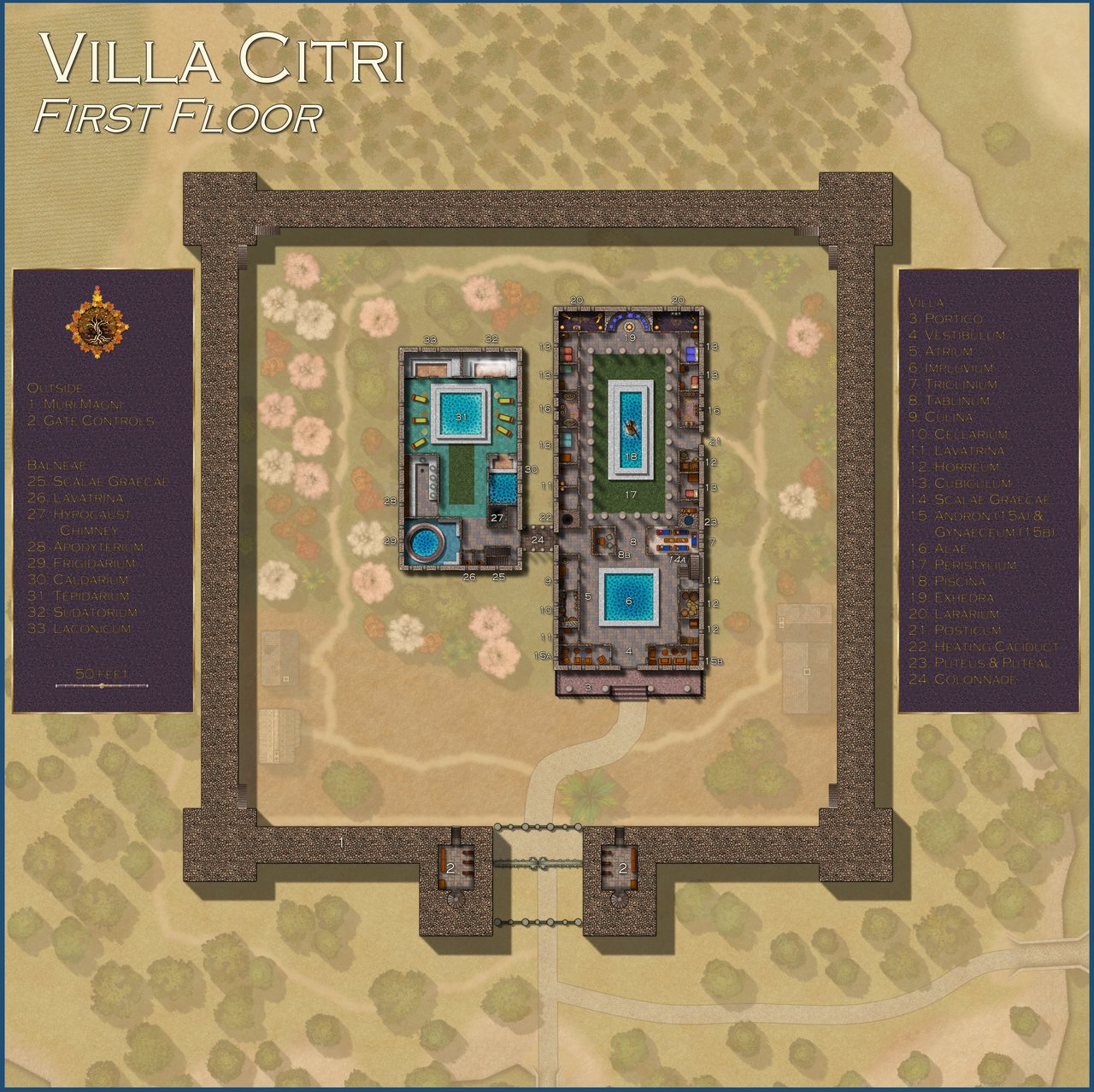 Nibirum Map: villa citri - floor 1 by Kevin Goebel (Royal Scribe)