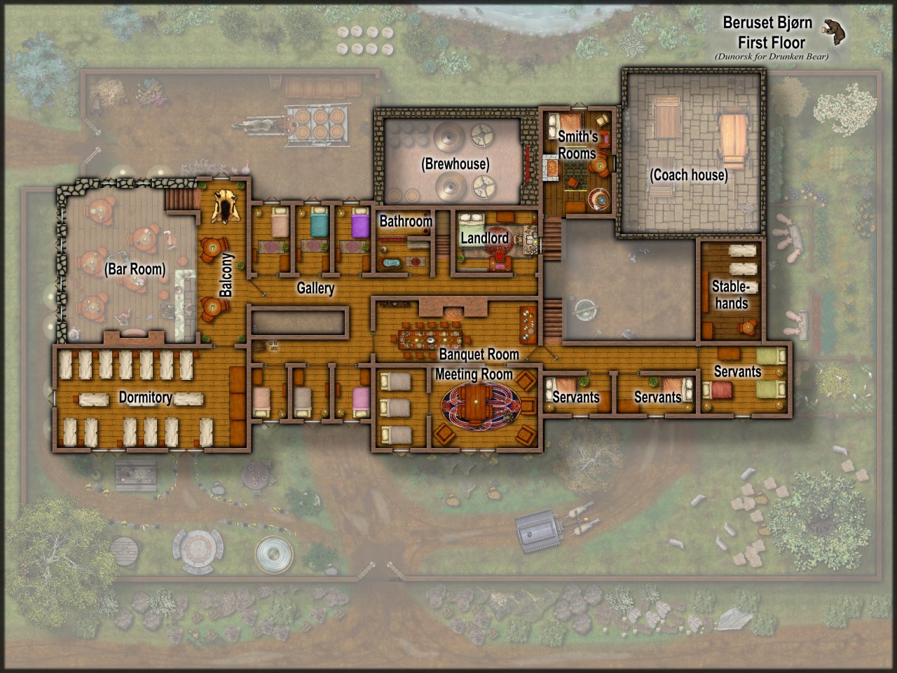 Nibirum Map: drunken bear inn first floor by Quenten Walker