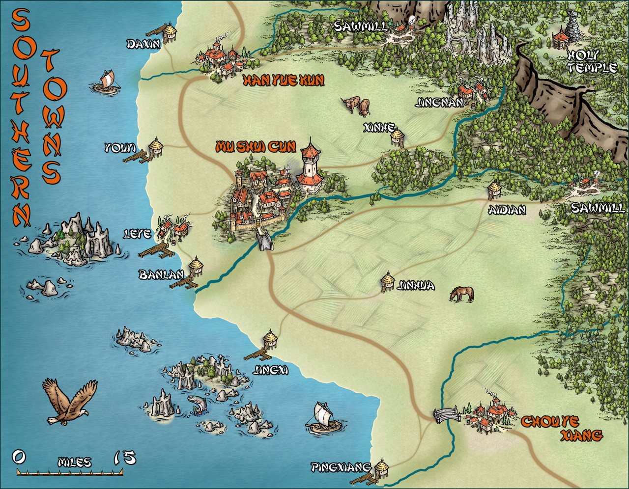 Nibirum Map: southern towns by Ricko Hasche