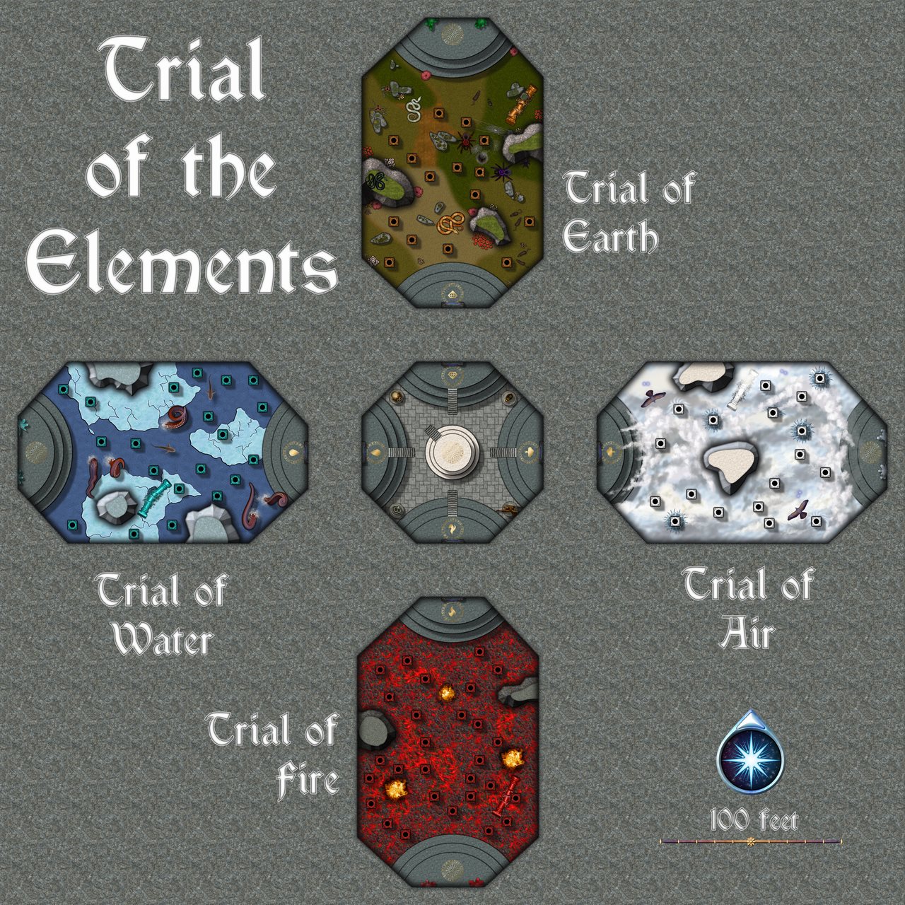Nibirum Map: trial of the elements by Kevin Goebel (Royal Scribe)