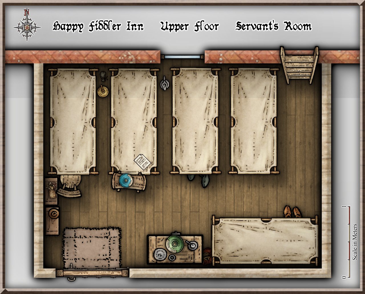 Nibirum Map: happy fiddler inn - level 3 - room 2 - servants by Ricko Hasche